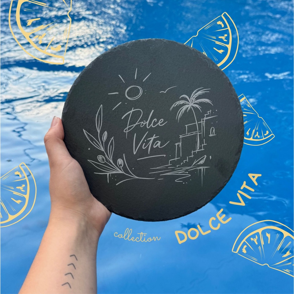 [DV-ARD-Ron] Ardoise ronde décorative  "Dolce Vita"